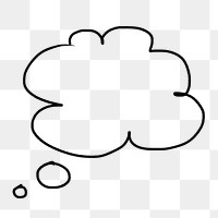 Cloud bubble png doodle sticker, copy space transparent background