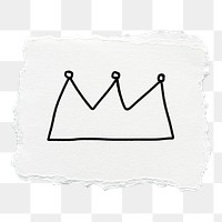 Crown doodle png sticker, torn paper transparent background