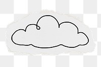 Cloud doodle png sticker, torn paper transparent background