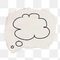 Cloud bubble png doodle sticker, ripped paper transparent background