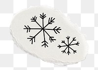 Snowflakes doodle png sticker, ripped paper transparent background