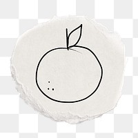 Orange fruit png doodle sticker, ripped paper transparent background