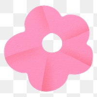 Pink flower png paper craft sticker, transparent background