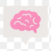 Brain png speech bubble sticker, paper craft element, transparent background