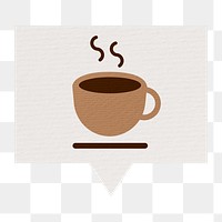 Coffee png speech bubble sticker, paper craft element, transparent background