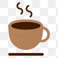 Coffee png paper craft sticker, transparent background