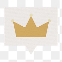 Crown png speech bubble sticker, paper craft element, transparent background