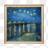 Png Van Gogh, starry night over the Rh&ocirc;ne artwork sticker, transparent background, remastered by rawpixel
