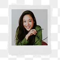 Woman entrepreneur png instant photo, successful businesswoman on transparent background