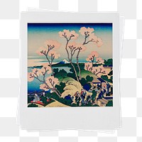 Katsushika Hokusai's png famous cherry blossom painting, instant photo, transparent background, remixed by rawpixel