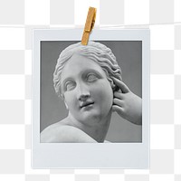 Reclining Naiad png statue sticker, Greek goddess instant photo on transparent background