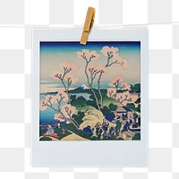 Katsushika Hokusai's png famous cherry blossom painting, instant photo, transparent background, remixed by rawpixel