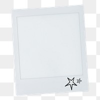 Instant photo png frame sticker, star doodle, transparent background