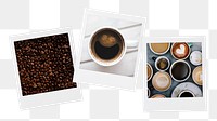 Coffee aesthetic png mood board sticker, instant photo on transparent background