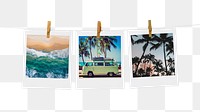 Summer aesthetic png sticker, instant photos mood board on transparent background