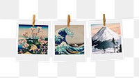 Png famous Japanese traditional paintings on instant photos, transparent background, remixed by rawpixel