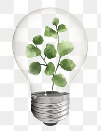 Green leaf png bulb sticker, creative plant concept, transparent background