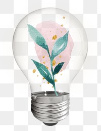 Aesthetic leaf png bulb sticker, botanical graphic, transparent background