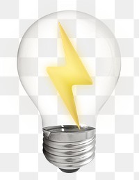 Png lightning bolt png icon sticker, 3D light bulb, electricity symbol