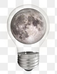 Aesthetic moon png sticker, light bulb collage on transparent background