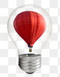 Red balloon png sticker, light bulb travel creative remix on transparent background