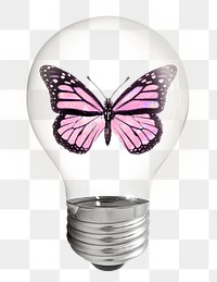 Butterfly bulb png sticker, insect, aesthetic design on transparent background