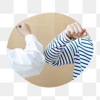 Elbow bump png badge sticker, social distancing photo in blob shape, transparent background