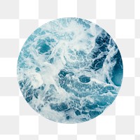 Ocean wave png badge sticker, environment photo, transparent background