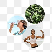 Healthy diet png aesthetic badge sticker, wellness photo, transparent background