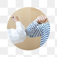 Elbow bump png badge sticker, social distancing photo, transparent background