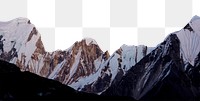 PNG snowcap mountain border, winter nature collage element, transparent background