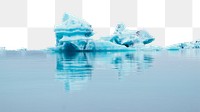 PNG melting iceberg border, global warming collage element, transparent  background