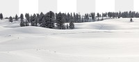 PNG snowy forest border, winter nature collage element, transparent background