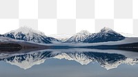 PNG snowy mountains border, ripped paper texture, transparent background