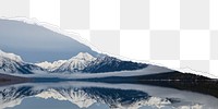 PNG snowy mountains border, ripped paper, transparent background