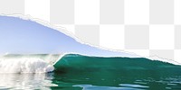 PNG sea wave border, ripped paper, transparent background