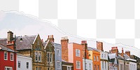 Rowhouse border png, ripped paper, transparent background