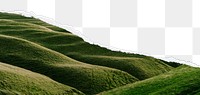 PNG green mountains border, ripped paper, transparent background