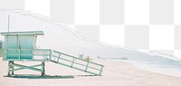 PNG beach border, ripped paper, transparent background