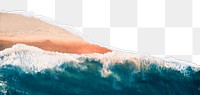 PNG summer coast border, ripped paper texture, transparent background