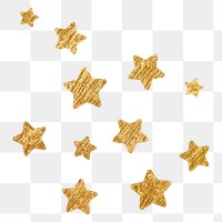 Png gold sparkly stars sticker, aesthetic shape, transparent background