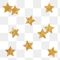 Png gold sparkly stars sticker, aesthetic shape, transparent background