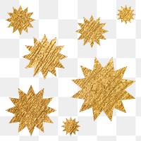 Metallic sunburst png icon sticker, gold geometric shape on transparent background