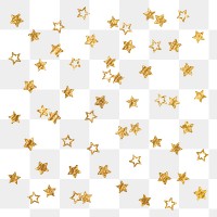 Png gold sparkly stars sticker, aesthetic shape, transparent background