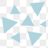 Blue triangles png sticker, geometric shape in flat design, transparent background