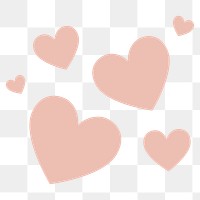 Pastel hearts png sticker, cute flat graphic on transparent background