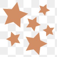 Brown stars png sticker, cute pastel shape graphic, transparent background