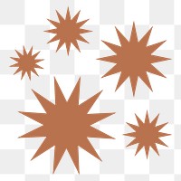 Brown sunburst png icon sticker, flat geometric shape on transparent background