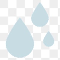 Png blue water drop sticker, flat icon design on transparent background