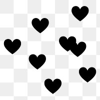 Black hearts png sticker, cute flat graphic on transparent background